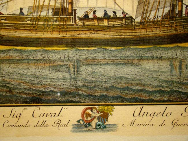 A beautiful restrike of a late 18th  century copper plate engraving of an Italian warship — image 3